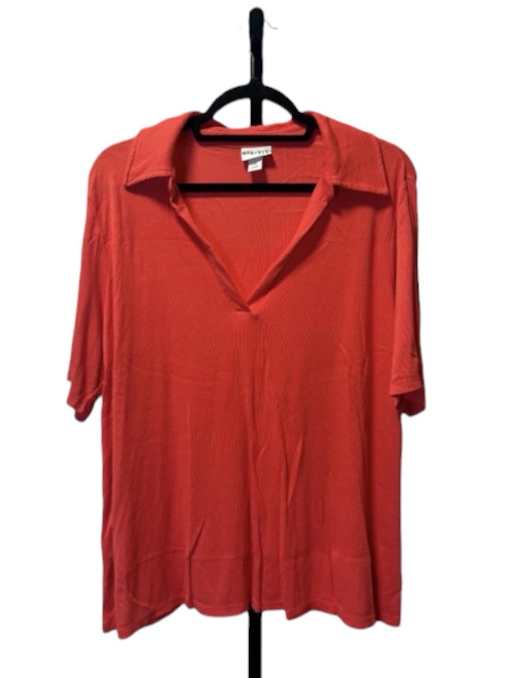Ava & Viv Coral Ribbed Short Sleeve Polo